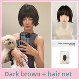 Load image into Gallery viewer, Hanni has the same short hair wig for women, full head cover, full top bobo head, short straight hair, Bobo cos sister hair style.