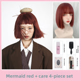 Load image into Gallery viewer, Mermaid Red Straight Bob Wig