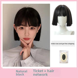 Load image into Gallery viewer, Handsome silver gray wig short hair female Bobo head student Lolita Harajuku Internet celebrity smoke gray granny gray natural