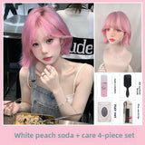 Load image into Gallery viewer, Korean short hair wig female full headgear texture ironing platinum air bangs curly hair age-reducing hairstyle Japanese