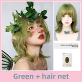 Load image into Gallery viewer, Princess Cut Wool Roll Fluffy Matte Short Roll Clavicle Hair Internet celebrity Lolita Green Wig Women's Short Hair Full Headgear