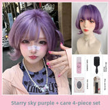 Load image into Gallery viewer, Purple cute wig short hair female full hood halloween y2k hottie eversion reverse Japanese