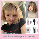 Load image into Gallery viewer, Small fry wig female platinum fluffy short curly hair full head cover Internet celebrity personality temperament lazy wind short age reduction roll