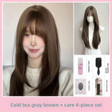 Load image into Gallery viewer, Ancient BaBy wig female full headgear high level cold brown natural lolita soft sister cos universal y2k long straight hair