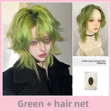Load image into Gallery viewer, Wolf tail wig, male and female long hair, green cool and handsome mullet head, Japanese medium samurai head, natural simulation hair, full head cover.