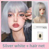 Load image into Gallery viewer, This killer is not too cold wig female air bangs short hair trim Qi bangs short straight hair wig cover