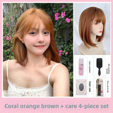 Load image into Gallery viewer, Halloween orange brown wig short hair female medium and long age reduction full hood Bobo head bob Japanese lolita color