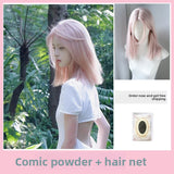 Load image into Gallery viewer, Sweet tea short hair fetal hair bangs comic sense pink gold short hair wig women full head cover small lace summer refreshing