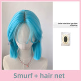 Load image into Gallery viewer, Smurf front lace medium wig female summer short hair Bobo head age reduction imitation full real girl group full headgear