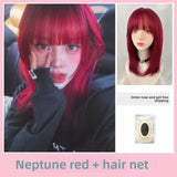Load image into Gallery viewer, Wig female ice blue new clavicle hair y2k Internet celebrity subculture Qi bangs high level short straight hair full headgear