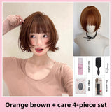Load image into Gallery viewer, Wig Women's hood Layered short hair hanni Same girly whole wig Orange brown cos Bobo head