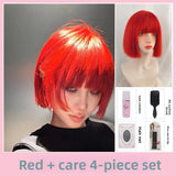 Load image into Gallery viewer, Japanese red wig Harajuku two-dimensional Internet celebrity cute fluffy trimmed lolita wig women's short hair full headgear
