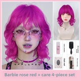 Load image into Gallery viewer, Dragon fruit hair color wig female full head cover Yabi medium long hair full head cover female y2k hottie wool roll egg roll head
