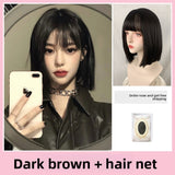 Load image into Gallery viewer, Wig female full head cover medium length short hair cute white collarbone hair tide natural Korean version JK