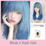 Load image into Gallery viewer, Blue short hair wig nun full headgear subculture lolita Bobo head y2k universal cos color straight hair