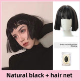 Load image into Gallery viewer, Wig female short straight hair killer not too cold same style natural black Internet celebrity personality handsome bobo full headgear short hair