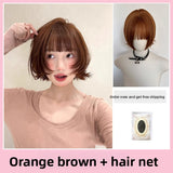 Load image into Gallery viewer, Wig Women's hood Layered short hair hanni Same girly whole wig Orange brown cos Bobo head