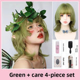 Load image into Gallery viewer, Princess Cut Wool Roll Fluffy Matte Short Roll Clavicle Hair Internet celebrity Lolita Green Wig Women's Short Hair Full Headgear
