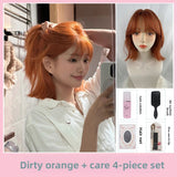 Load image into Gallery viewer, Dirty orange Japanese wig female y2k full head cover short hair cos eversion warped head lolita female group JK hair