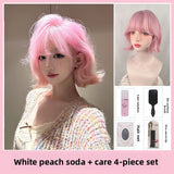 Load image into Gallery viewer, Wig full head cover female pink Korean Wendy short hair Internet celebrity age reduction clavicle hair invisible whole wig cover