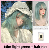 Load image into Gallery viewer, Halloween wig short hair female Bobo head mint green full head cover natural bangs bobo whole wig cover new