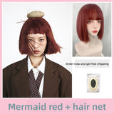 Load image into Gallery viewer, Mermaid Red Straight Bob Wig