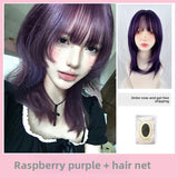 Load image into Gallery viewer, Summer new subculture wig female medium long hair purple JK mullet head collarbone hair whole top JK natural full hood