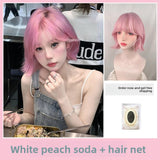 Load image into Gallery viewer, Korean short hair wig female full headgear texture ironing platinum air bangs curly hair age-reducing hairstyle Japanese