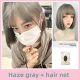 Load image into Gallery viewer, Short hair wig female Japanese hairstyle gradual change pink lolita girl Bobo head round face simulation wig cover summer
