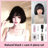 Load image into Gallery viewer, Wig female short hair short curly hair handsome Qi bangs round face dog gnawing bangs fluffy natural Korean facelift bobo head