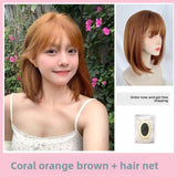 Load image into Gallery viewer, Halloween orange brown wig short hair female medium and long age reduction full hood Bobo head bob Japanese lolita color