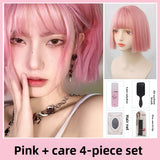 Load image into Gallery viewer, Handsome silver gray wig short hair female Bobo head student Lolita Harajuku Internet celebrity smoke gray granny gray natural