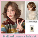 Load image into Gallery viewer, Miscellaneous Autumn and Winter Maillard Hair Color Women's Full Head Cover Simulation Wool Curly Short Curly Hair Natural Whole Lazy Curly Hair Cover