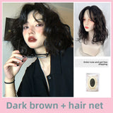 Load image into Gallery viewer, Short hair wig women's full head cover simulation natural wool curl short curly hair natural whole lazy curl wig cover