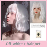 Load image into Gallery viewer, Soft girl LOLITA wig COS silver and white short curly hair Halloween fake hair realistic fashion European and American style hair cover