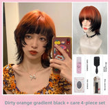 Load image into Gallery viewer, Subculture personality cool handsome dirty orange black gradual change male hair mullet head fox juvenile feeling daily neutral wolf tail wig
