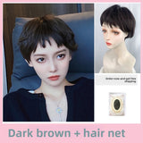 Load image into Gallery viewer, Wig female short hair bobo head dog gnaw bangs Internet celebrity Bobo head fluffy trim natural handsome fashion wig cover