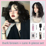 Load image into Gallery viewer, Short hair wig women's full head cover simulation natural wool curl short curly hair natural whole lazy curl wig cover