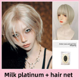 Load image into Gallery viewer, Short hair wig female full head cover Internet celebrity handsome T light gold shape men and women the same style Korean girl group retro millennial babes