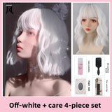 Load image into Gallery viewer, Soft girl LOLITA wig COS silver and white short curly hair Halloween fake hair realistic fashion European and American style hair cover