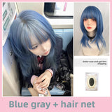 Load image into Gallery viewer, Blue Gray Straight Bob Wig