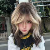Load image into Gallery viewer, Siamese cat wig female short hair subculture Paris painting dye black gold gradual change daily short curly hair wool roll full headgear