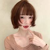 Load image into Gallery viewer, Wig Women's hood Layered short hair hanni Same girly whole wig Orange brown cos Bobo head