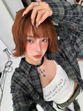 Load image into Gallery viewer, Halloween orange brown Japanese Korean wig female short hair full head cover French JK outer warping age-reducing hairstyle BOBO