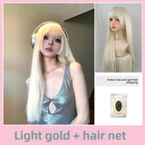 Load image into Gallery viewer, Princess cut wig long hair full headgear halloween cosplay long straight hair lolita daily wig cover