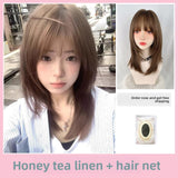 Load image into Gallery viewer, High-level wig gray-brown medium and long clavicle hair female full head cover cute COS Japanese light-colored broken hair whole top