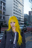 Load image into Gallery viewer, Lemon yellow wig princess cut hair style Internet celebrity long straight hair Lolita natural realistic jk full headgear