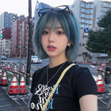 Load image into Gallery viewer, Blue wig one size fits all short hair y2k full head cover female universal cos subculture Lolita full set of small fry