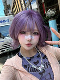 Load image into Gallery viewer, Purple cute wig short hair female full hood halloween y2k hottie eversion reverse Japanese