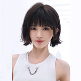 Load image into Gallery viewer, Ju Jingyi has the same wig, women's short hair, full head cover, age-reducing French air-feeling bangs, curly hair, age-reducing hairstyle.